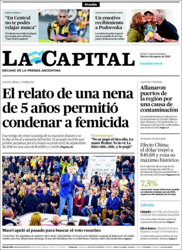 Tapas de diarios, La Capital, 06-08-19