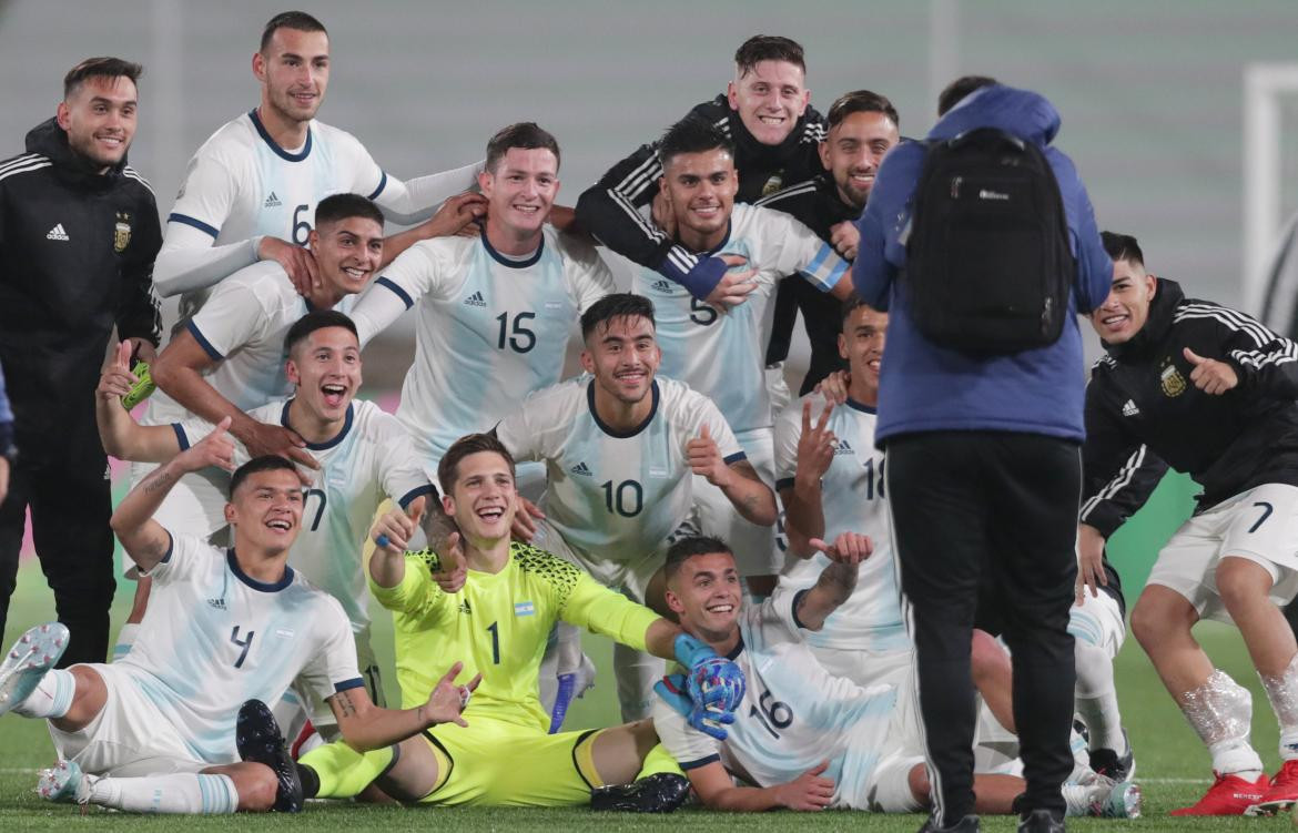 Festejo de la Selección Argentina de fútbol masculino en los Juegos Panamericanos, REUTERS