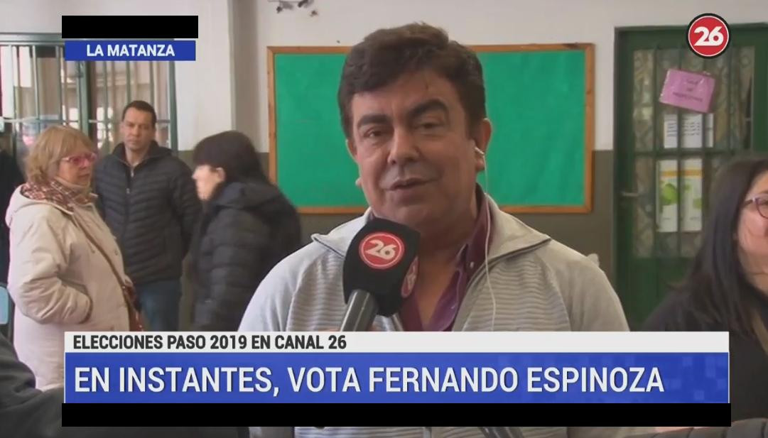 Fernando Espinoza, votación PASO, Canal 26
