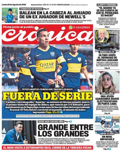 Tapas de diarios, Crónica, lunes 19-08-19