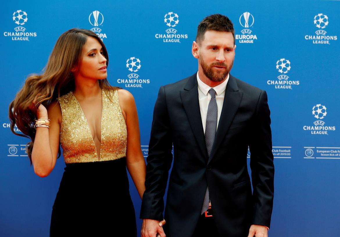 Antonela Roccuzzo y Lionel Messi, REUTERS