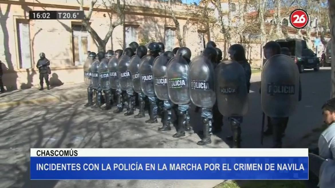 Incidentes en marcha tras el crimen de Navila Garay en Chascomús, Canal 26