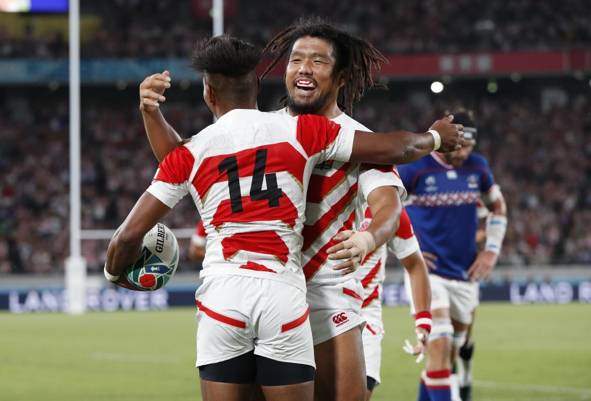 Mundial de Rugby 2019, Festejo de Japón ante Rusia, REUTERS