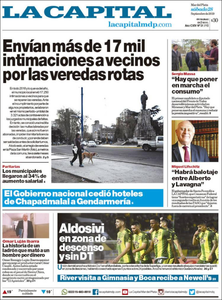 Tapas de Diarios - La Capital - Sábado 28-9-19