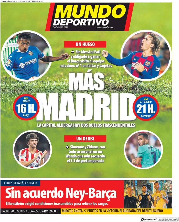 Tapas de Diarios - Mundo Deportivo - Sábado 28-9-19