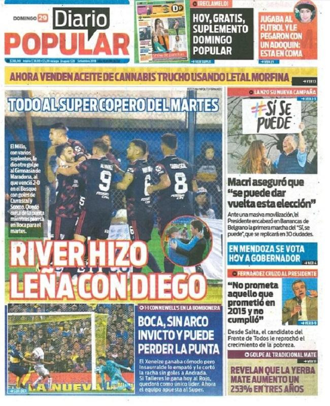 Tapas de diarios, Popular, Domingo 29-09-19