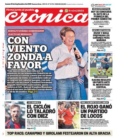Tapas de diarios, Crónica, lunes 30-09-19