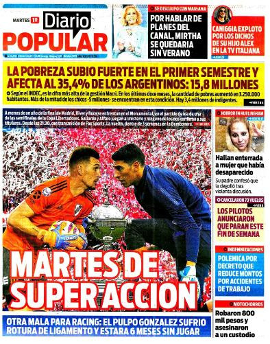 Tapas de diarios,Diario Popular, martes 1-10-19