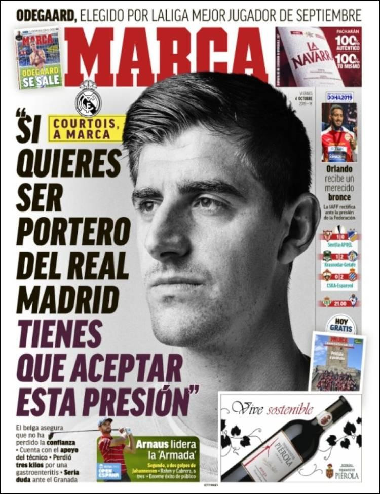 Tapas de diarios, Marca de España, viernes 04-10-19