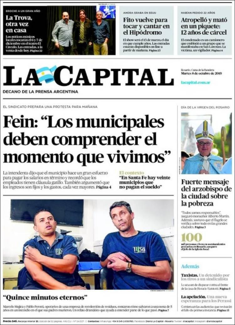 Tapas de diarios, La Capital, 8 de octubre de 2019