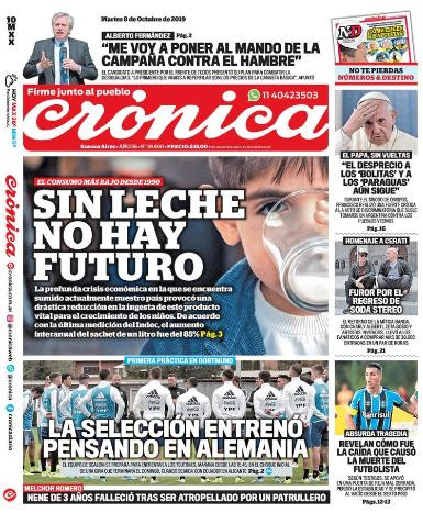 Tapas de diarios, Crónica, 8 de octubre de 2019