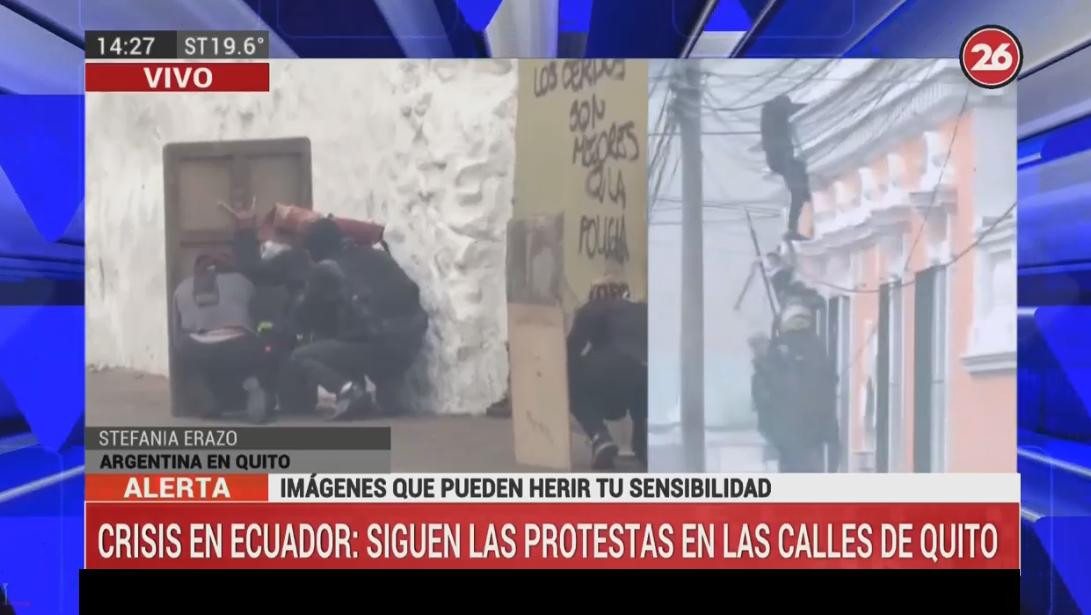 Crisis en Ecuador, habla argentina radicada en el país, Canal 26