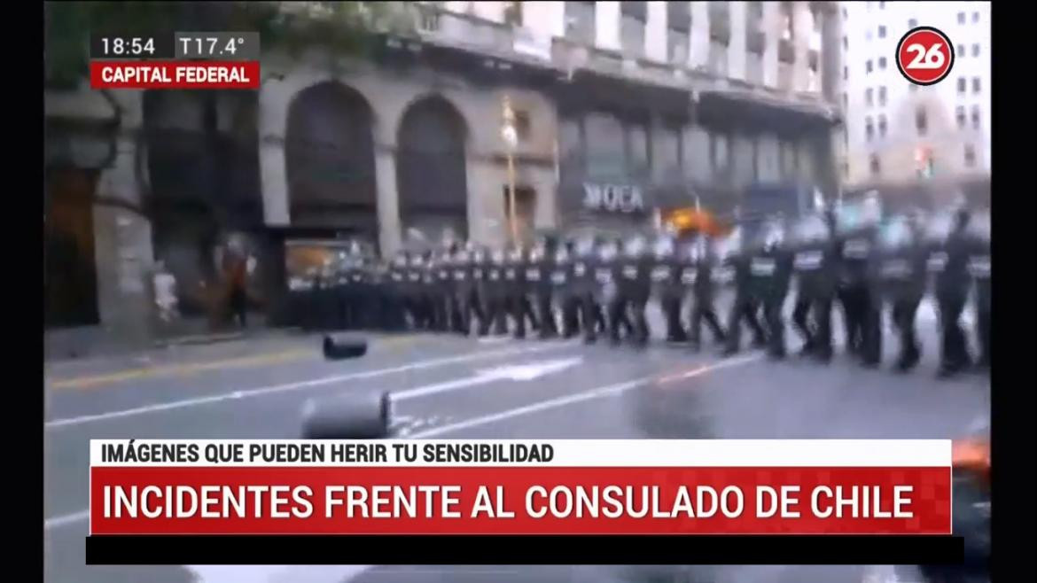 Incidentes frente al consulado de Chile