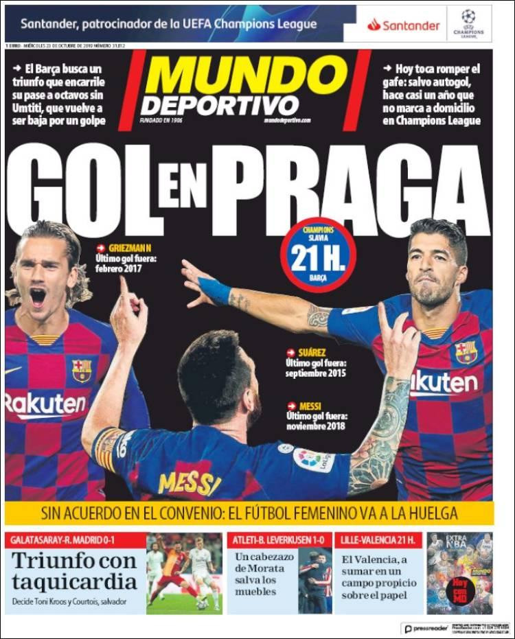 Tapas de diarios, Mundo Deportivo de España, miércoles 23-10-19