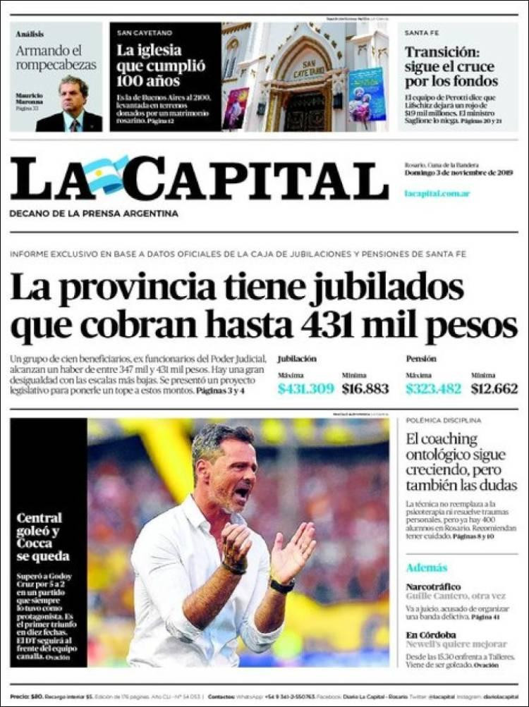 Tapas de diarios, La Capital, domingo 3-11-19	