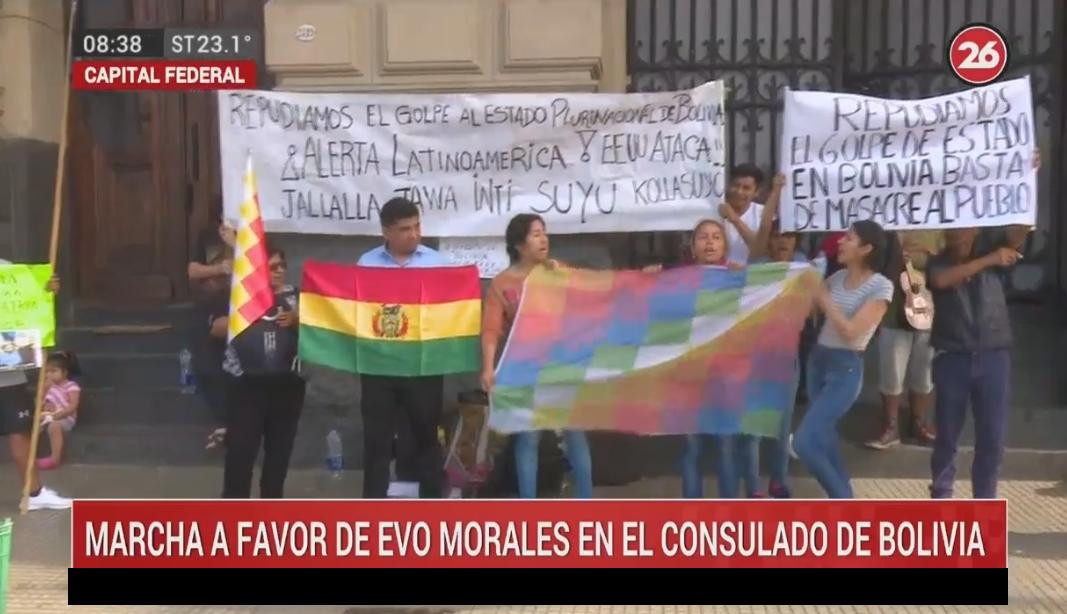 Marcha consulado de Bolivia, Canal 26