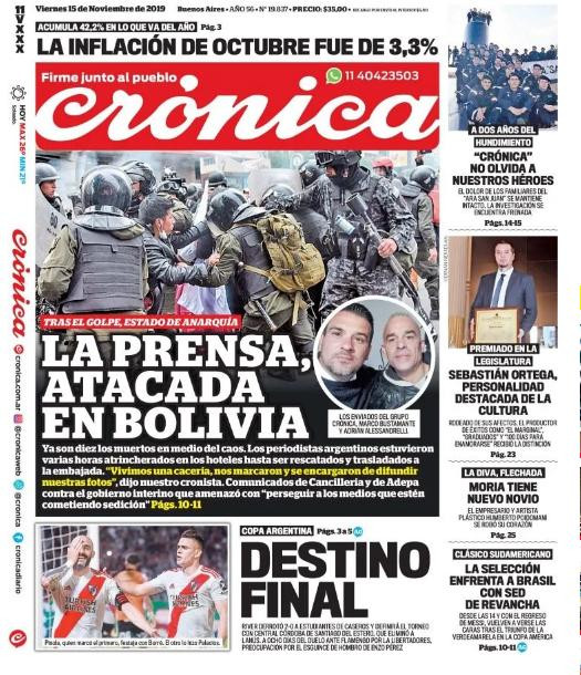 Tapas de diarios, Crónica viernes 15-11-19