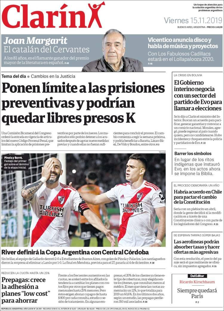 Tapas de diarios, Mundo Deportivo viernes 15-11-19