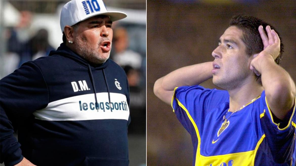 Diego Maradona y Juan Román Riquelme