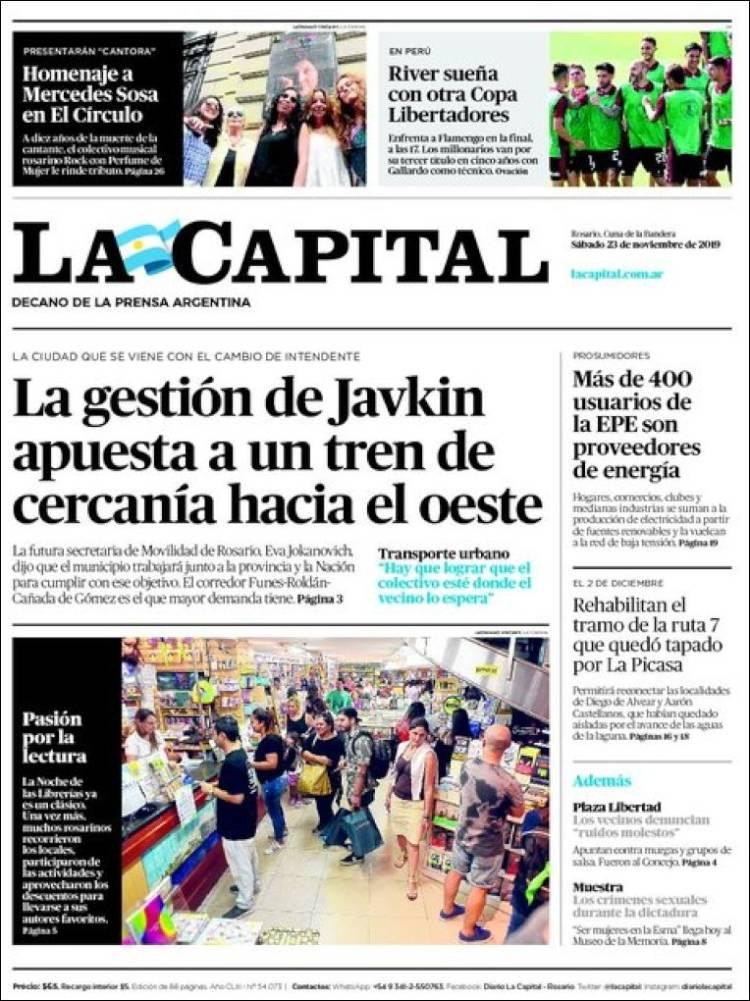 Tapas de diarios, La Capital, sábado 23 de noviembre de 2019
