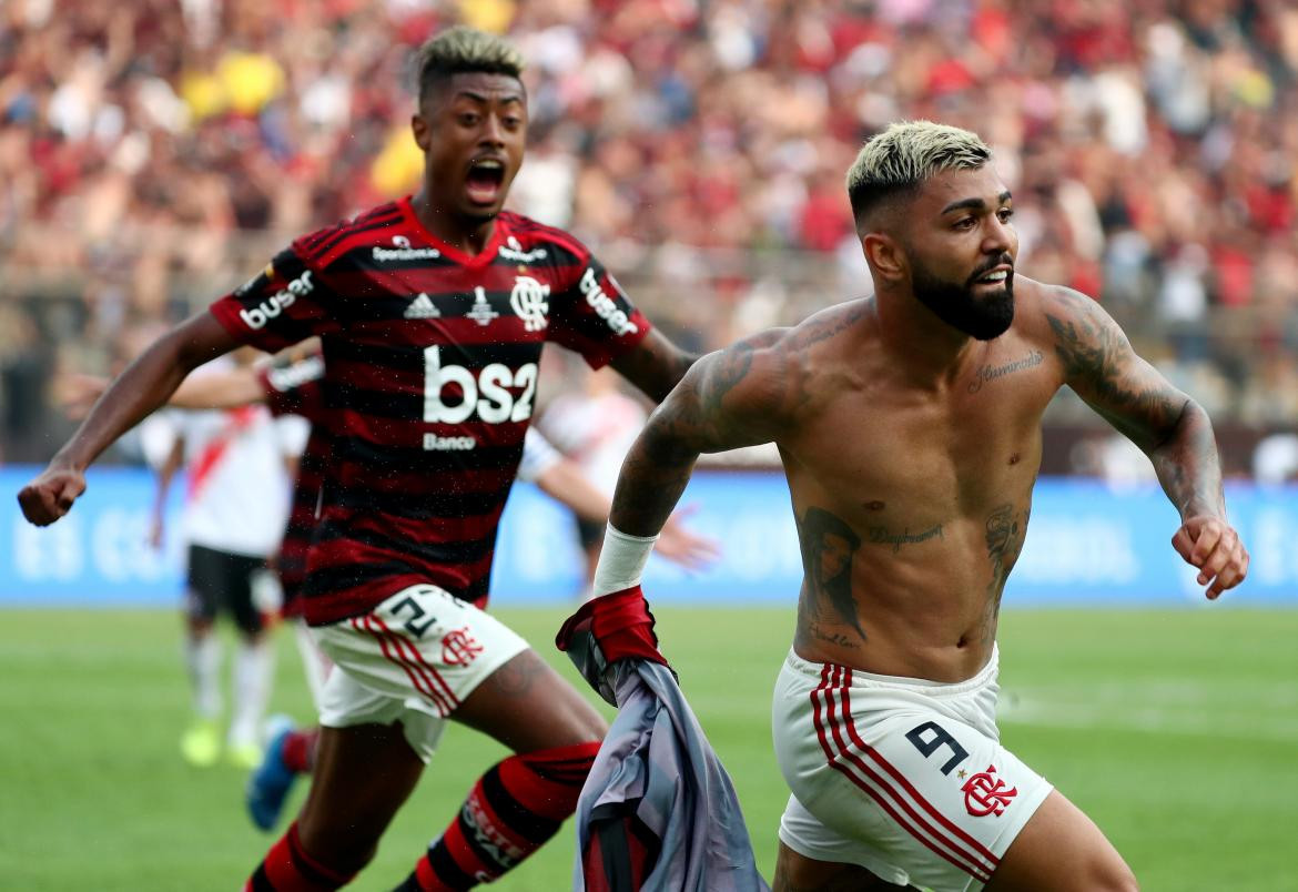 Festejo de Gabigol en la final de la Copa Libertadores ante River, REUTERS