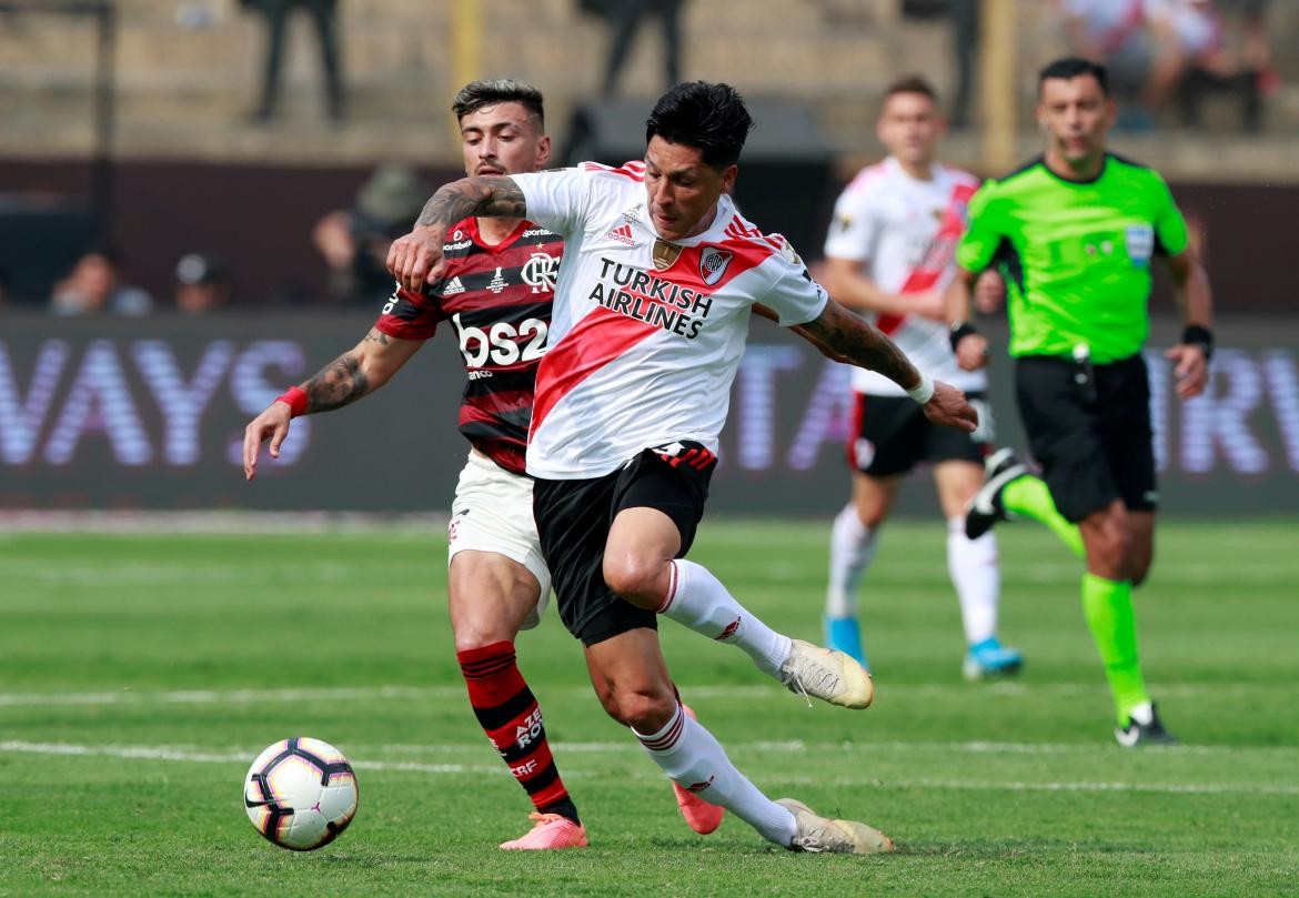 Enzo Pérez en la final de la Copa Libertadores entre River y Flamengo, REUTERS