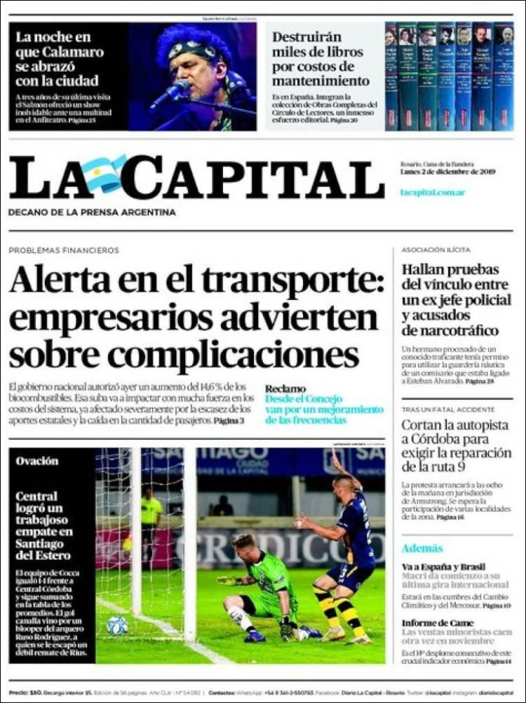 Tapas de diarios, La Capital lunes 2-12-19