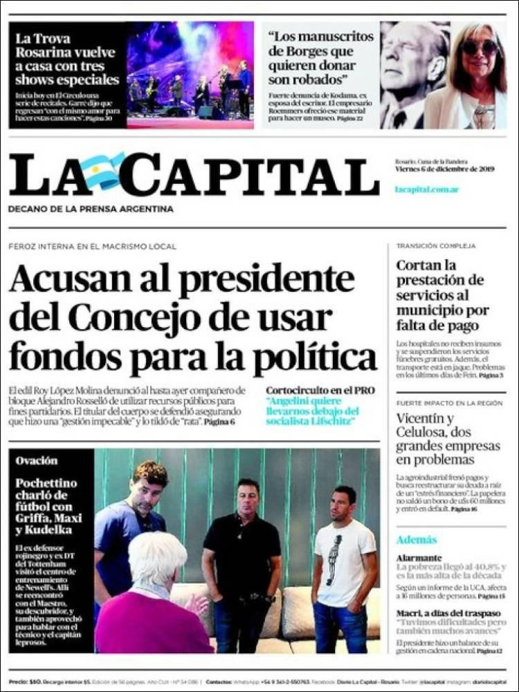 Tapas de diarios, La Capital, viernes 6-12-19