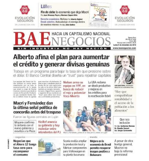 Tapas de diarios argentinos, BAE lunes 9 de diciembre de 2019