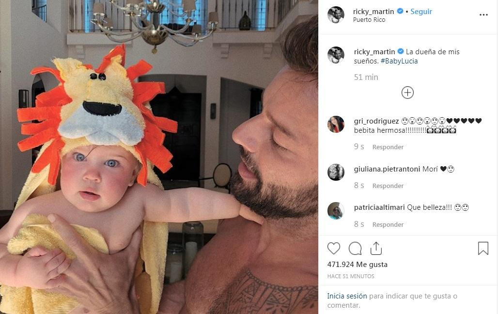 Ricky Martin mostró a su hija Lucía, Instagram