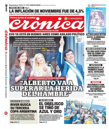Tapas de diarios, Crónica viernes 13 de diciembre de 2019