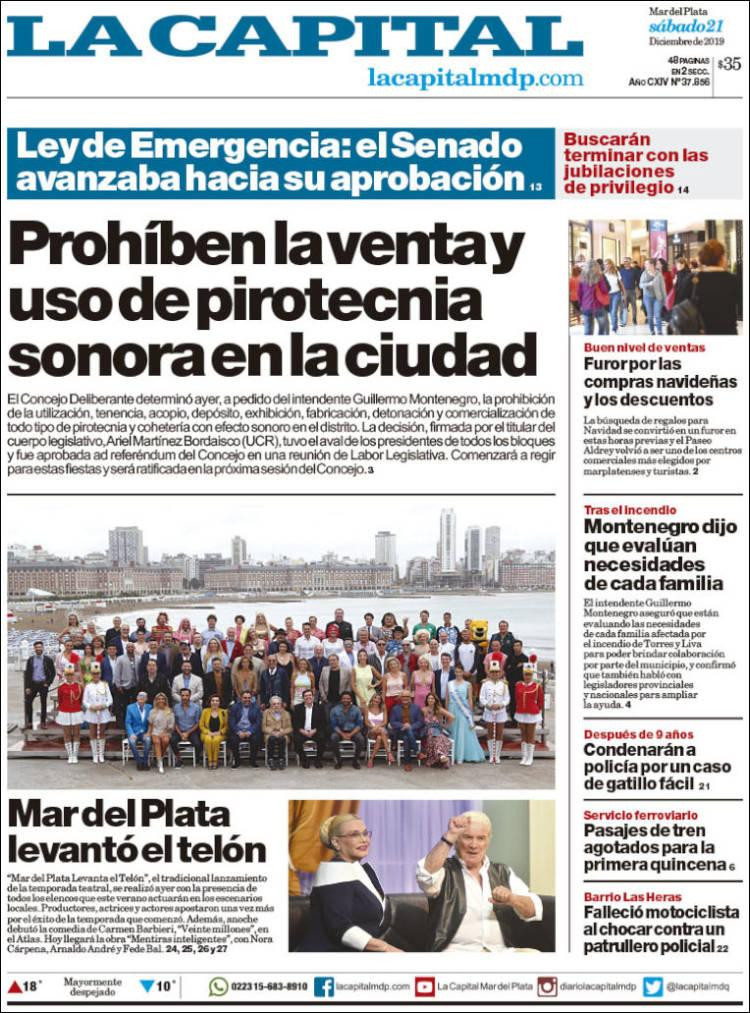 Tapas de diarios, La Capital, sábado 21 de diciembre de 2019	