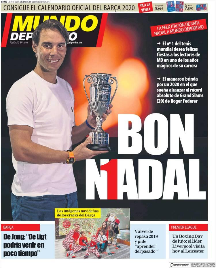 Tapas de diarios, Mundo Deportivo de España, jueves 26 de diciembre de 2019