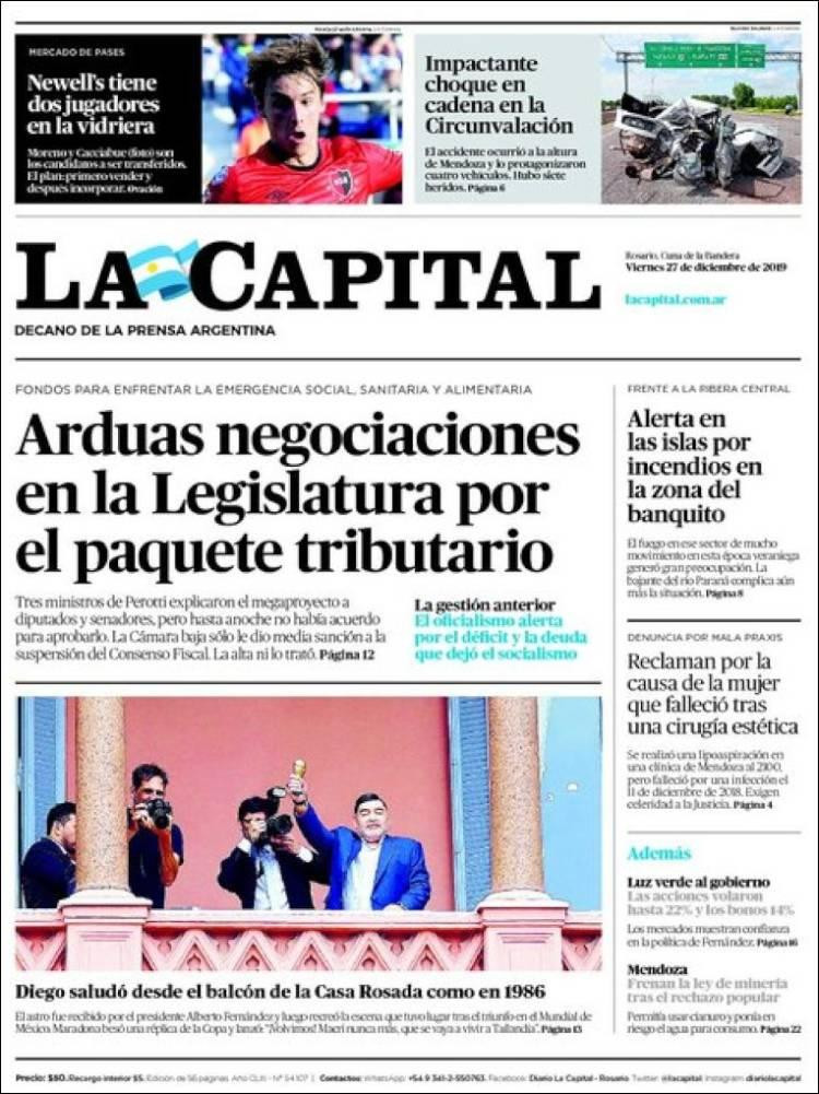 Tapas de diarios, La Capital viernes 27 de diciembre de 2019