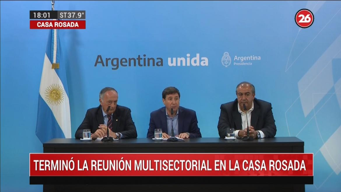 Conferencia de prensa de Miguel Acevedo, Daniel Arroyo y Héctor Daer tras la firma del 