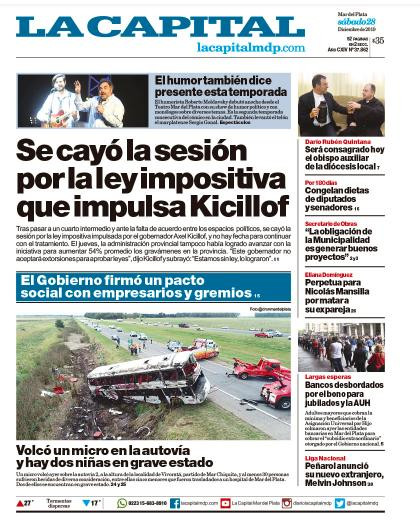 Tapas de diarios, La Capital sábado 28 de diciembre de 2019