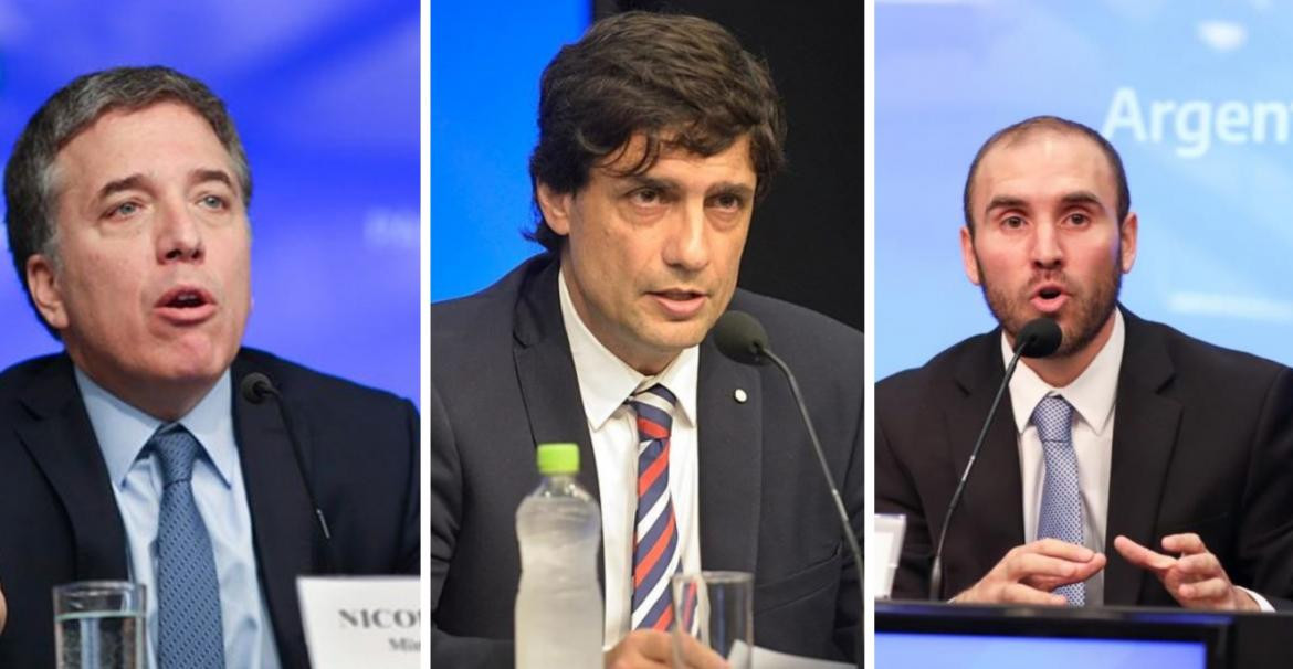 Ministros de economía durante 2019: Nicolás Dujovne, Hernán Lacunza, Martín Guzmán