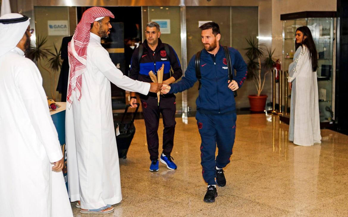 Llegada de Messi y el Barcelona a Arabia Saudita por Supercopa de España