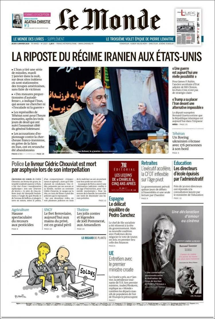 Tapas de diarios internacionales, Le Monde jueves 9 de enero
