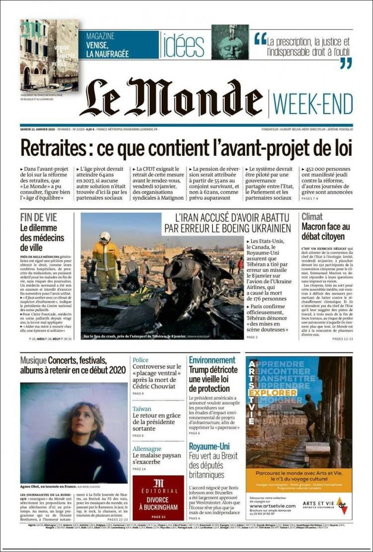 Le Monde, sábado 11-1-20