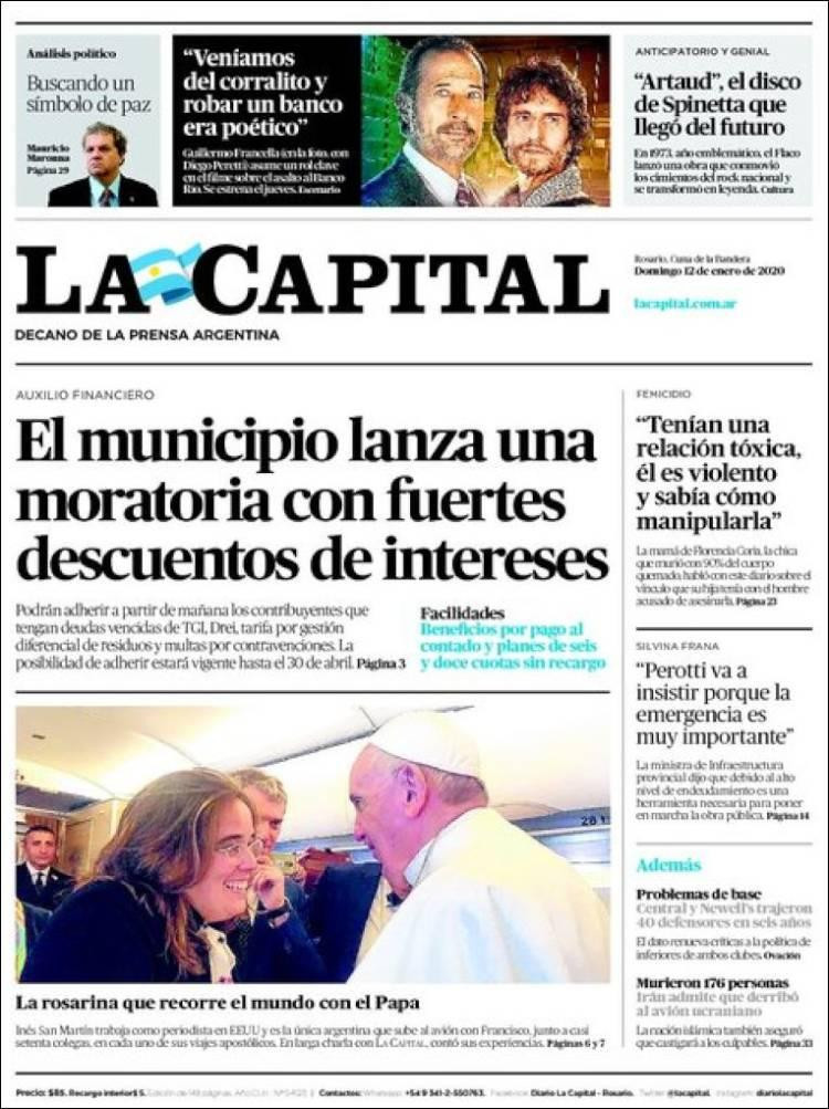 Tapas de diarios, La Capital, domingo 12 de enero de 2020	