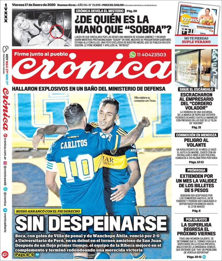 Tapas de diarios,Crónica, viernes 17 de enero de 2020|