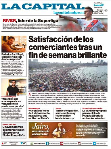 Tapas de diarios, La Capital, lunes 20 de enero de 2020