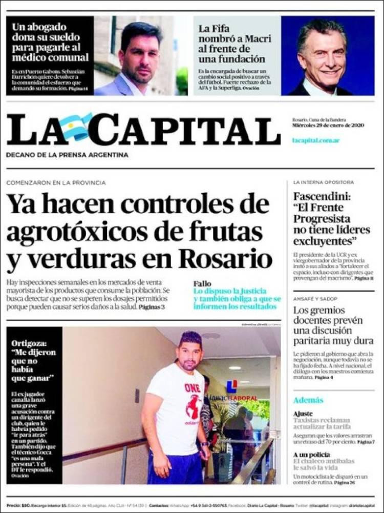 Tapas de diarios, La Capital, miércoles 29 de enero de 2020