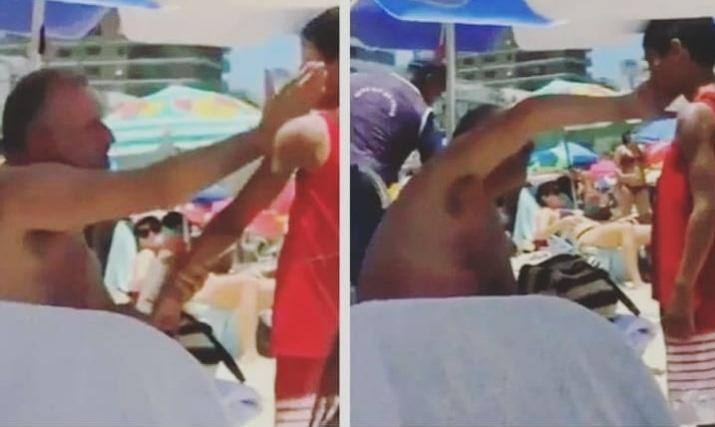 Turista le puso bronceador a un niño que vendía en la playa