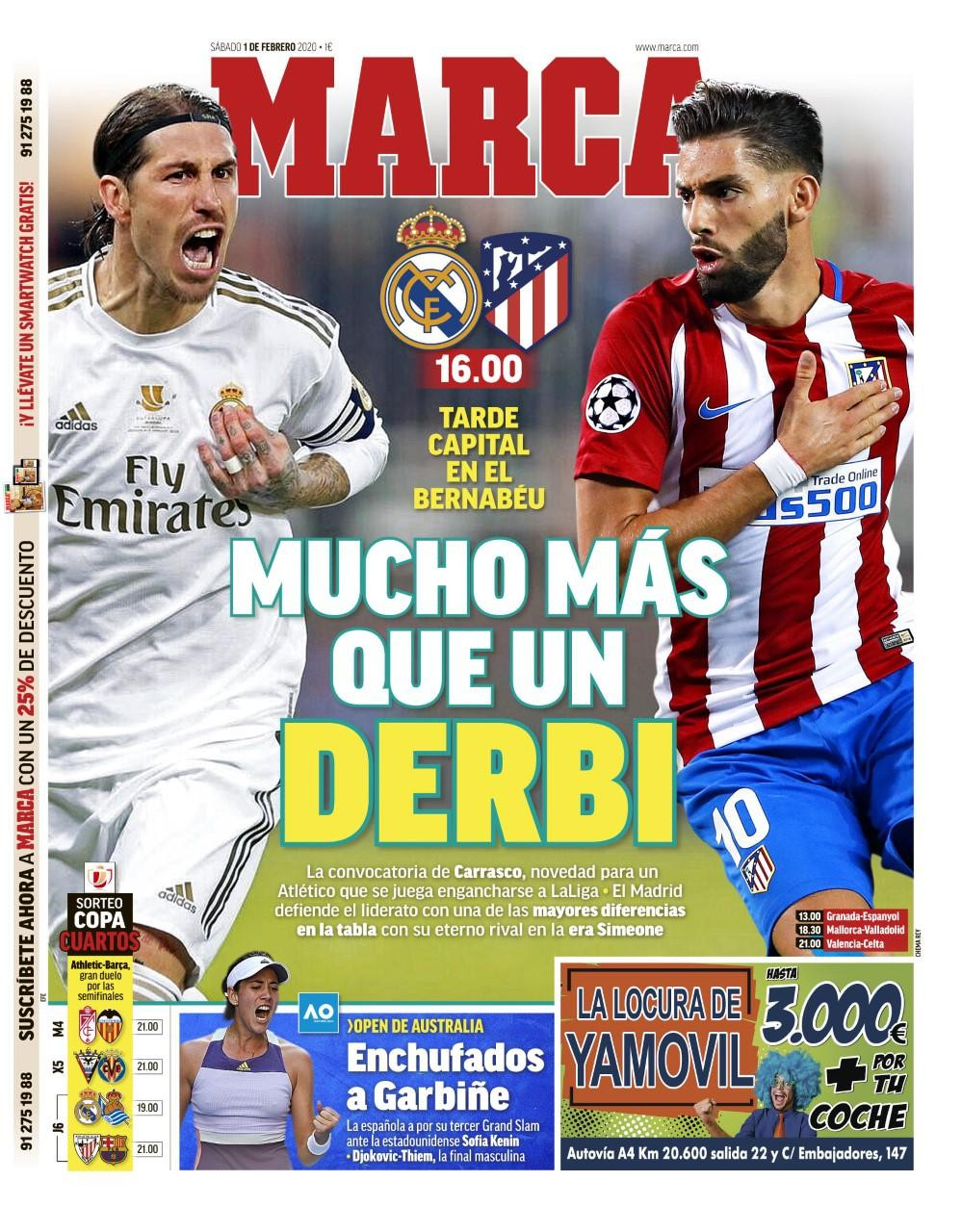 Tapas de diarios, Marca de España, sábado 1 de febrero de 2020