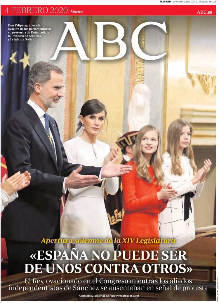Tapas de Diarios - Martes 4-02-20 - ABC