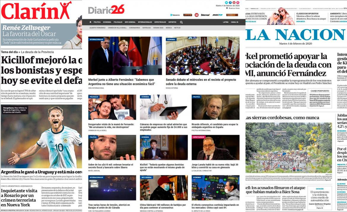 Tapas de diarios argentinos 4-2-20
