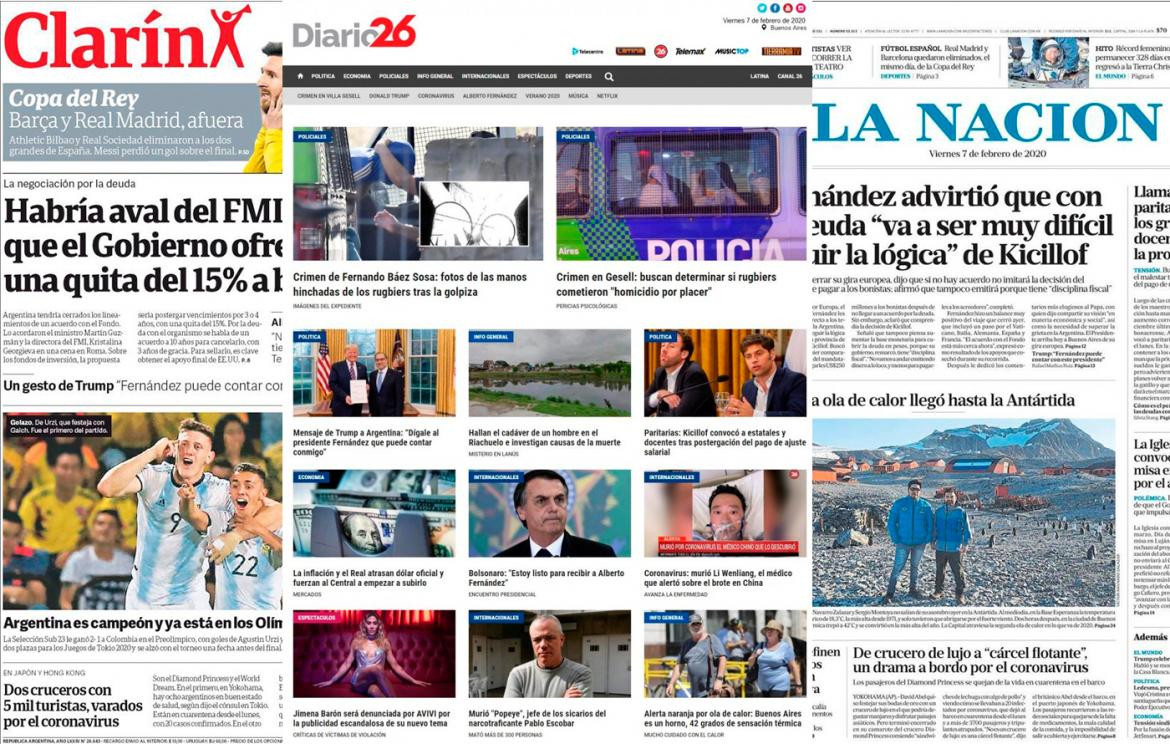 Tapas de diarios argentinos 7-2-20