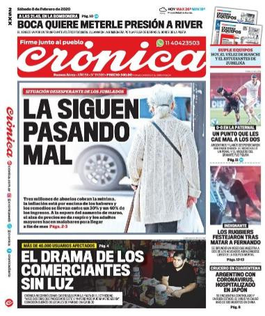 Tapas de Diarios, Crónica sábado 8 de febrero de 2020